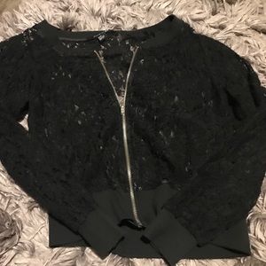Lace jacket zip down